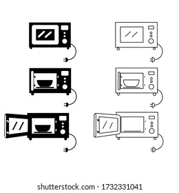 set of microwaves simple outline illustration