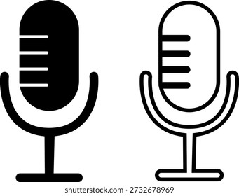 Set of mics black and white editable vector silhouette singer music and instrument vocal cover songs mic with code