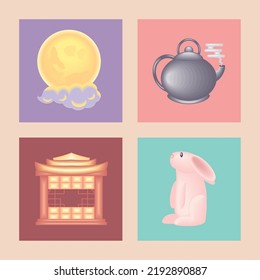 set mid autumn moon rabbit