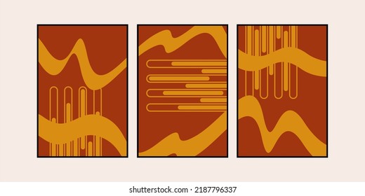 Set of mid century modern wall art. Collection of geometry print poster. Bauhaus style home decor. Minimalist wall decorations.