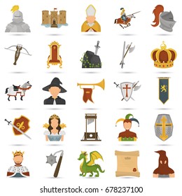 Set of middle age color flat icons for web and mobile design