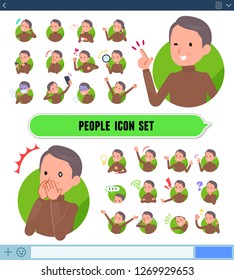 A set of middle Age man with expresses various emotions on the SNS screen.There are variations of emotions such as joy and sadness.It's vector art so it's easy to edit.