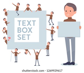 A set of middle Age man with a message board.Since each is divided, you can move it freely.It's vector art so it's easy to edit.