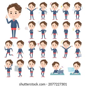 A set of Middle age man in sportswear with who express various emotions.It's vector art so easy to edit.