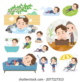 A set of Middle age man in sportswear about relaxing.It's vector art so easy to edit.