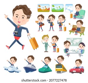 A set of Middle age man in sportswear on travel.It's vector art so easy to edit.