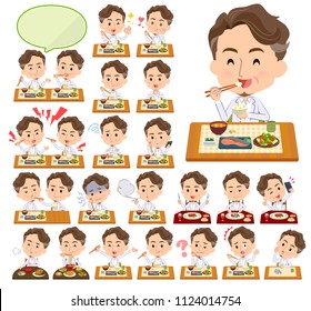 A set of middle men about meals.Japanese and Chinese cuisine, Western style dishes and so on.It's vector art so it's easy to edit.