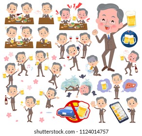 A set of middle men related to alcohol.There is a lively appearance and action that expresses failure about alcohol.It's vector art so it's easy to edit.