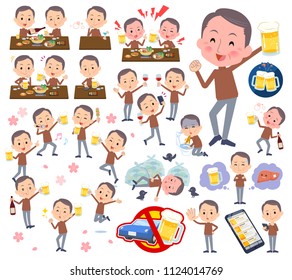 A set of middle men related to alcohol.There is a lively appearance and action that expresses failure about alcohol.It's vector art so it's easy to edit.