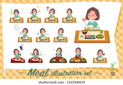 A set of middle women about meals.Japanese and Chinese cuisine, Western style dishes and so on.It's vector art so it's easy to edit.