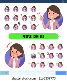 A set of middle women with expresses various emotions on the SNS screen.There are variations of emotions such as joy and sadness.It's vector art so it's easy to edit.