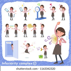 A set of middle women on inferiority complex.There are actions suffering from smell and appearance.It's vector art so it's easy to edit.