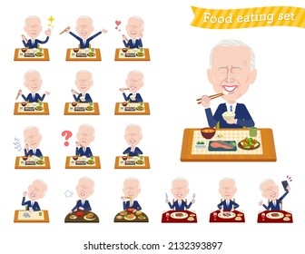 A set of Middle-aged man about meals.It's vector art so easy to edit.