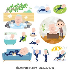 A set of Middle-aged man about relaxing.It's vector art so easy to edit.