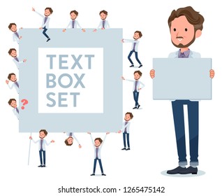 A set of Middle-aged man with a message board.Since each is divided, you can move it freely.It's vector art so it's easy to edit.