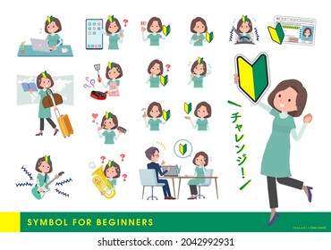 A set of middle-aged women in tunic about the beginner mark.It's vector art so easy to edit.