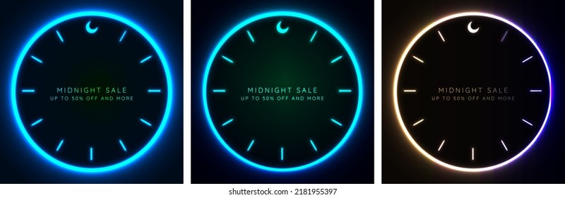 Set of Midnight Sale Signs Abstract Artworks with copy space. Editable template. Vector Illustration. EPS 10. - Shutterstock ID 2181955397