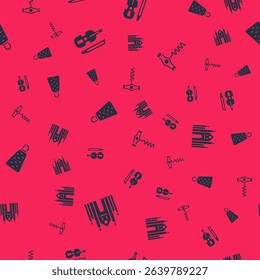 Set Milan Cathedral, Violin, Grater and Wine corkscrew on seamless pattern. Vector