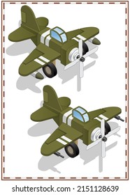 Set Of Military Aircraft. Isometric. Isolated On White Background. Vector Illustration.