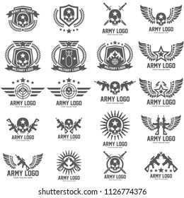 Set of military and army badge and patches typography, for t shirt and other uses.