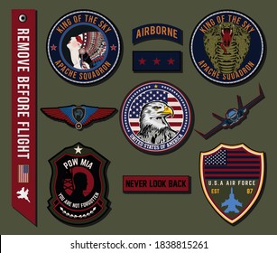 Set of military and army badge and patches typography, for t shirt and other uses.