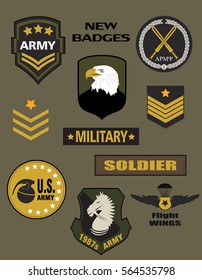 Vector elements for military, army patches, badges set By Microvector