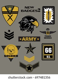 Set of Military and Army Badge and Patches typography, t-shirt graphics, vectors