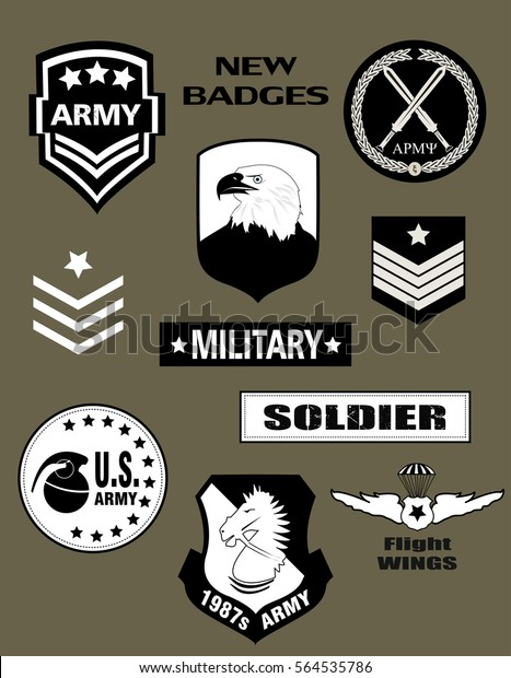 Set Military Army Badge Patches Typography Stock Vector (Royalty Free ...