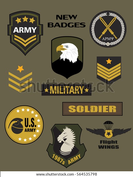 Set Military Army Badge Patches Typography Stock Vector (royalty Free 