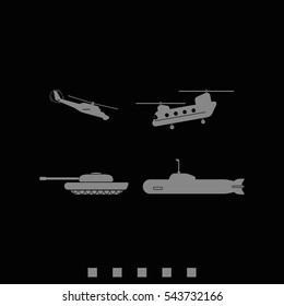 Set of military equipment icon.