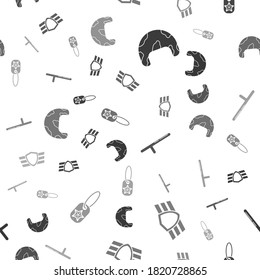 Set Military helmet , Military reward medal , Police rubber baton  and Military dog tag  on seamless pattern. Vector