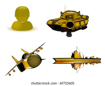 set of military icons. Vector 3