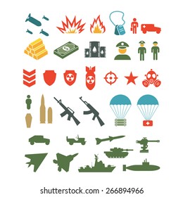 Set of military icons vector elements