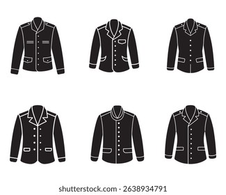 set of military jacket sketch icon silhouette vector illustration
