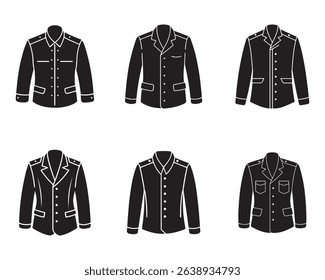 set of military jacket sketch icon silhouette vector illustration
