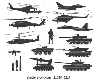 Set Military Silhouettes Icons Icons Tanks Stock Vector (Royalty Free ...