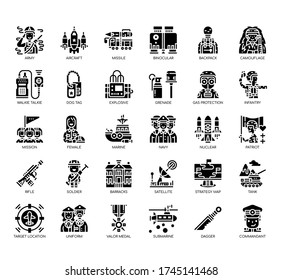 Set von militärischen dünnen Linien und Pixel perfekte Icons für jedes Web und App Projekt. 