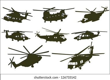 The set of military transport helicopter