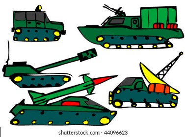 Set of military vehicles