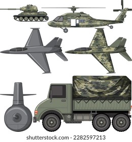 Set of military vehicles illustration