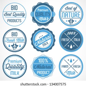 Set of Milk Badges and Stickers in Retro Style