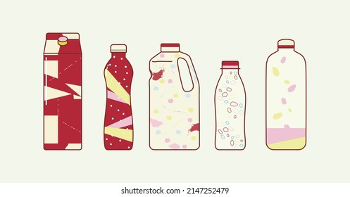Set aus Milch, Getränkecontainer in Vektorgrafik-flachdesign