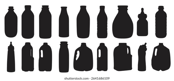 Set of milk bottle vector illustration