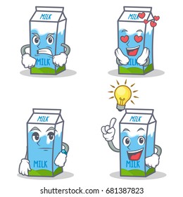 Set of milk box character with angry love waiting idea