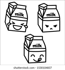 Set of milk box. Vector pattern background illustration.