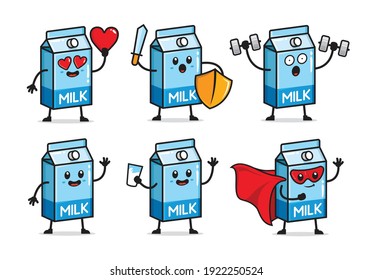 set of milk character design