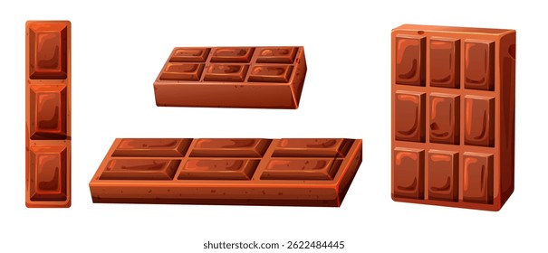 Set of milk chocolate on transparent background. Candy bar