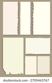 Conjunto de piezas de papel rasgado de color de leche Scrapbook Fondo.