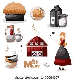 Set milk day illustration vector