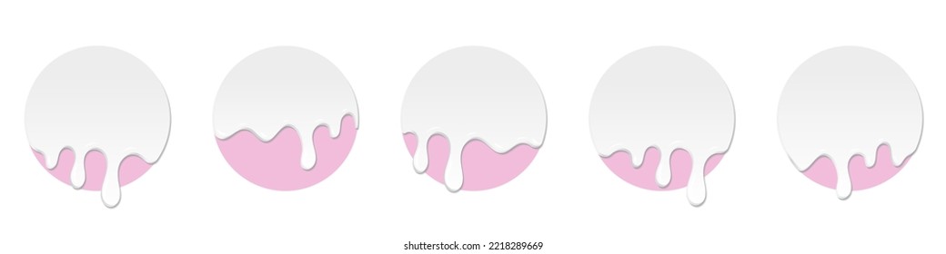 Set of milk drops. Dripping milk. Realistic melted milk. Milk drops. White liquid dessert, sweet drip melt. Vector illustration